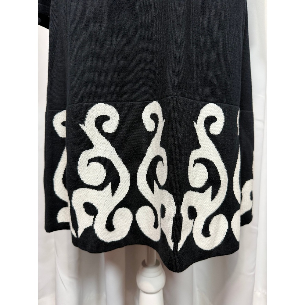 Nine West Black White Scroll Hem Long Sleeve Sweater Dress XS - Picture 5 of 8